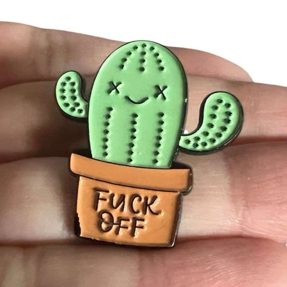 Smiley Cactus F Off Plant Enamel Pin